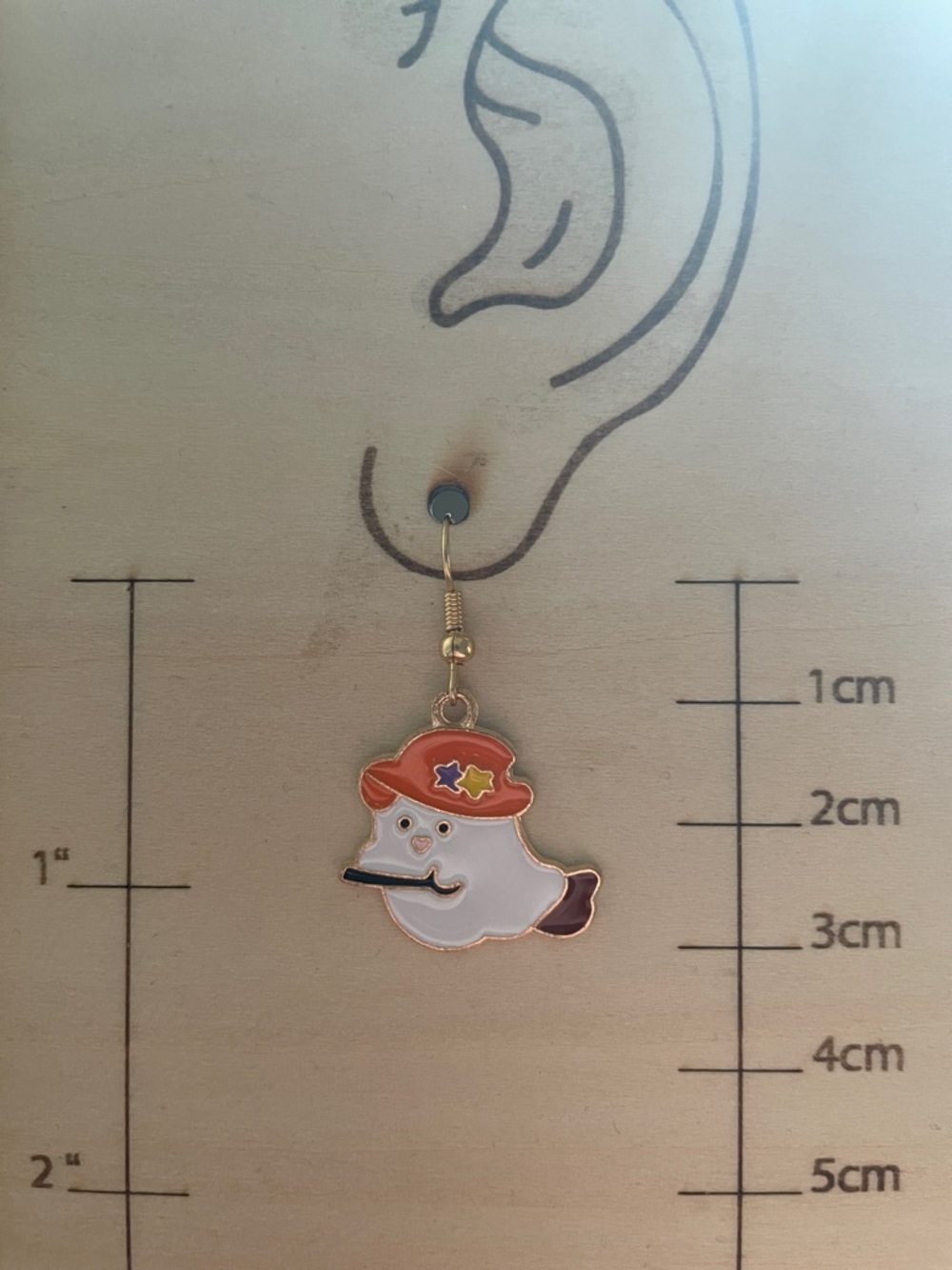 Cute White Ghost Earrings with Orange Hat - Women's Jewelry - Picture 2 of 2